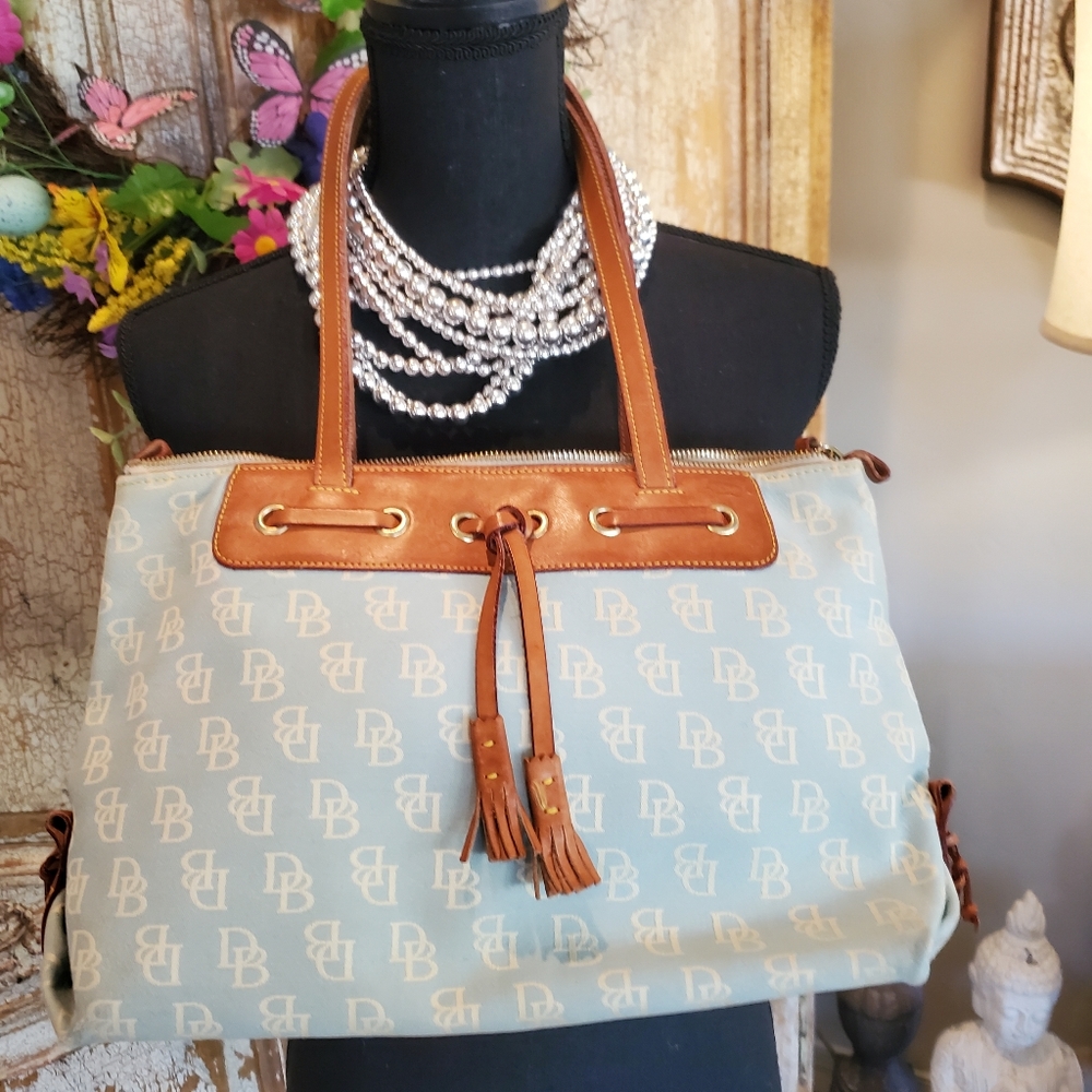 Dooney and Bourke Baby Blue and Ivory Logo Bag